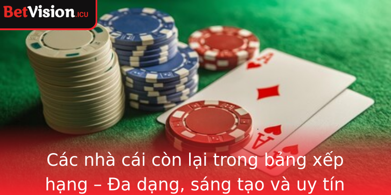 Các nhà cái còn lại trong bảng xếp hạng – Đa dạng, sáng tạo và uy tín Các nhà cái còn lại trong bảng xếp hạng – Đa dạng, sáng tạo và uy tín